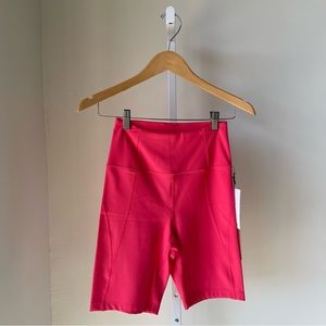 NWT Girlfriend High Rise Bike Shorts in Geranium